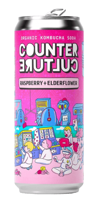 Raspberry + Elderflower Organic Kombucha Soda
